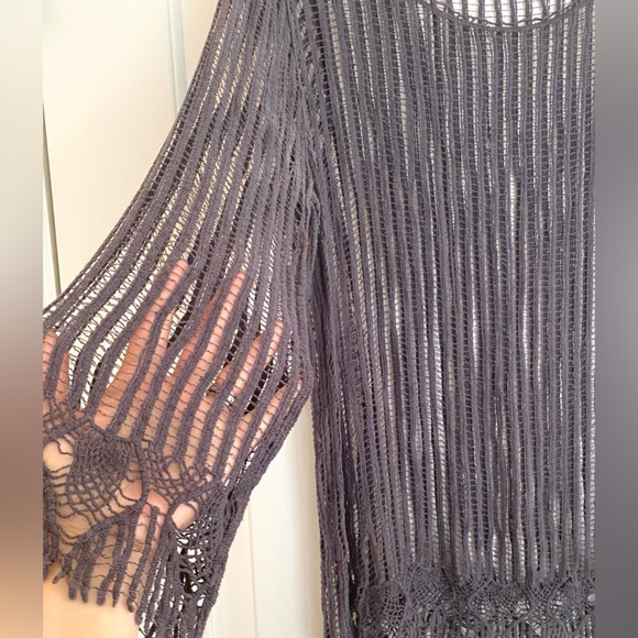 Gray Open Weave Knit Top/Swimsuit Cover-Up - Picture 2 of 4